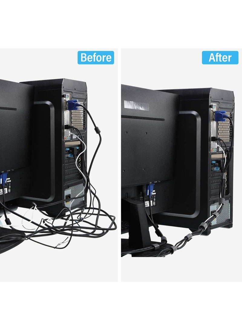 Double-sided cable management tape with reusable Velcro strip for home and office use, 5 meters x 2.5 cm, black color - Image 3